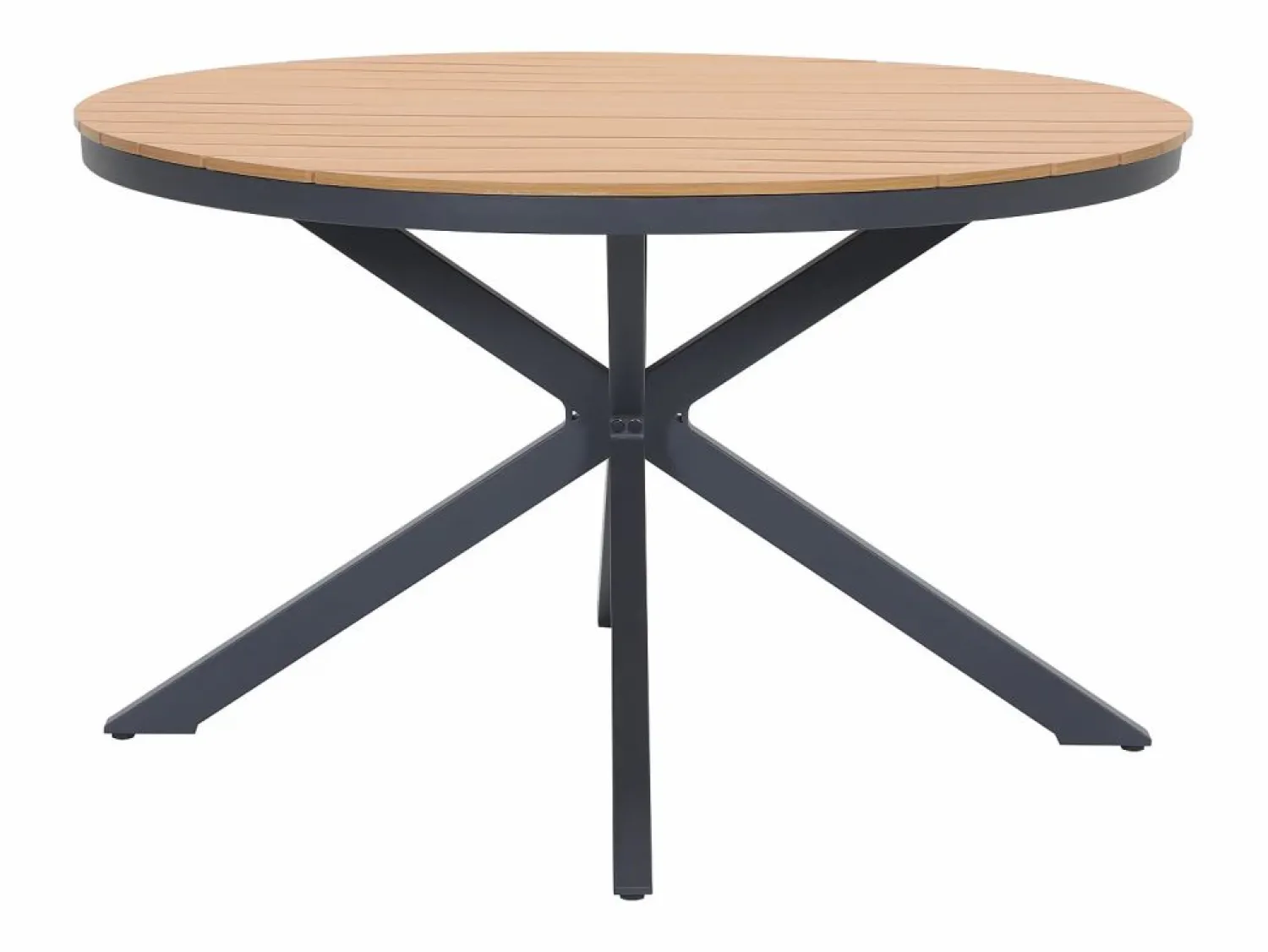 MYLIA Comedor de jardín de aluminio: mesa redonda D.125 cm y 4 sillones - Antracita y natural claro - ZEYVA de