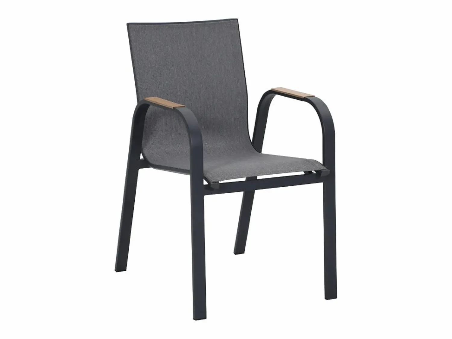 MYLIA Comedor de jardín de aluminio: mesa redonda D.125 cm y 4 sillones - Antracita y natural claro - ZEYVA de