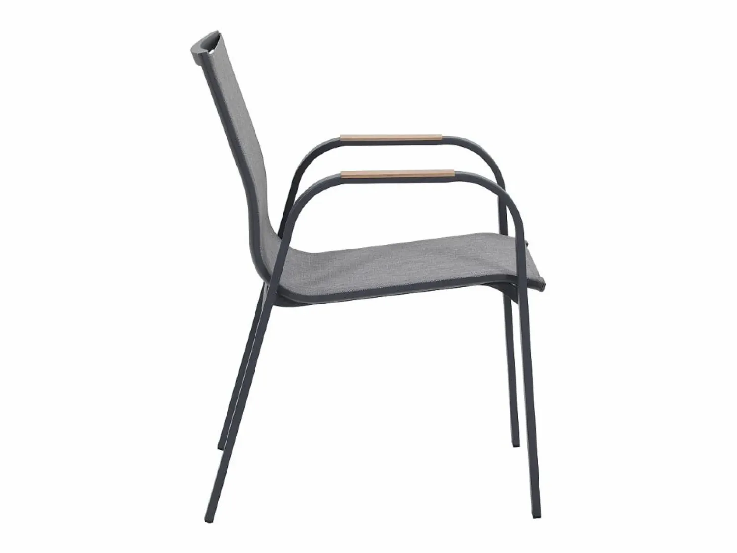 MYLIA Comedor de jardín de aluminio: mesa redonda D.125 cm y 4 sillones - Antracita y natural claro - ZEYVA de