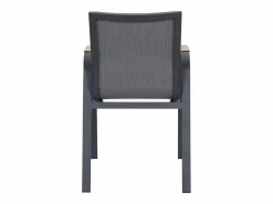MYLIA Comedor de jardín de aluminio: mesa redonda D.125 cm y 4 sillones - Antracita y natural claro - ZEYVA de