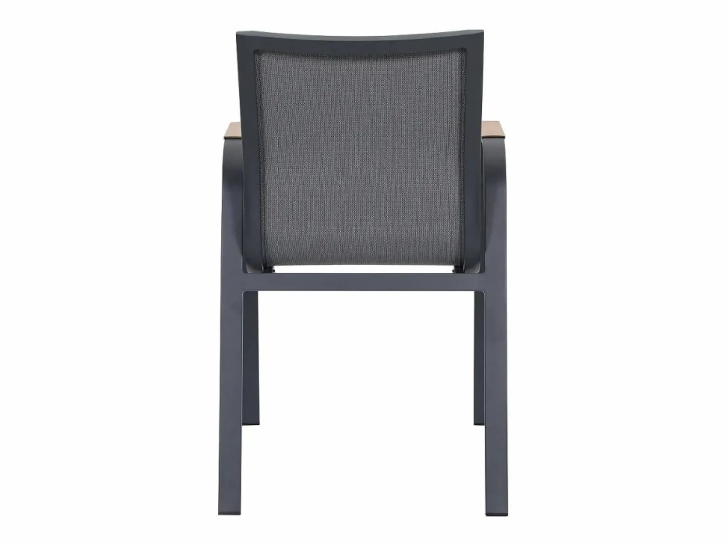 MYLIA Comedor de jardín de aluminio: mesa redonda D.125 cm y 4 sillones - Antracita y natural claro - ZEYVA de