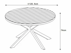 MYLIA Comedor de jardín de aluminio: mesa redonda D.125 cm y 4 sillones - Antracita y natural claro - ZEYVA de