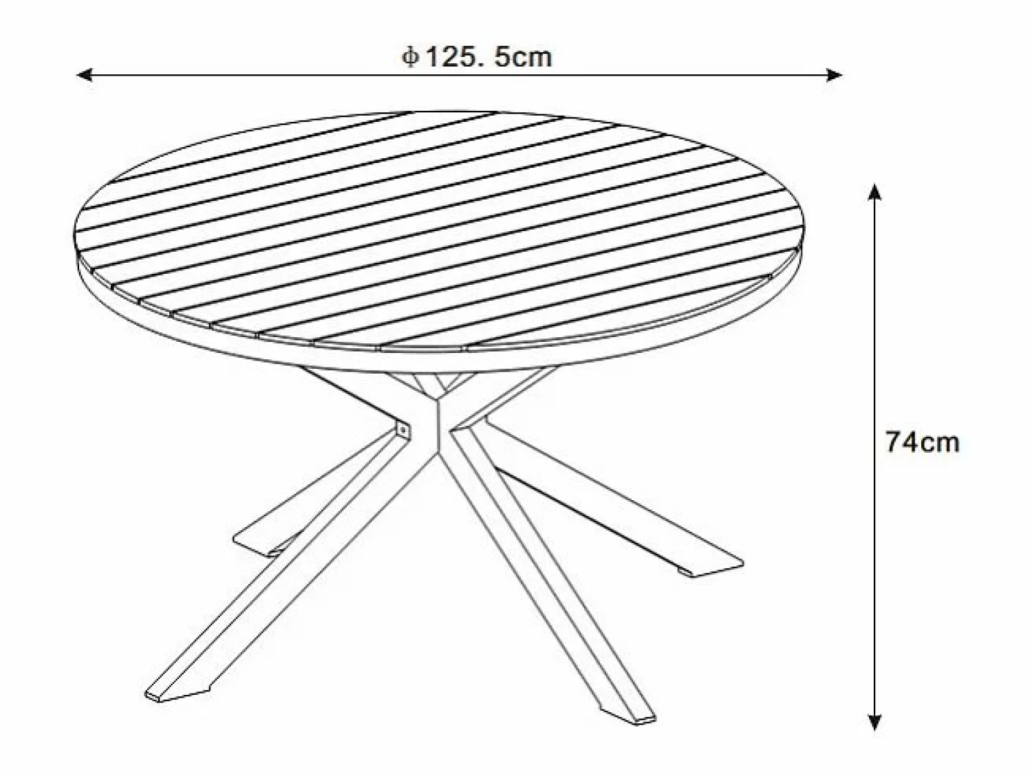 MYLIA Comedor de jardín de aluminio: mesa redonda D.125 cm y 4 sillones - Antracita y natural claro - ZEYVA de