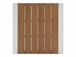 New MYLIA Comedor de jardín de aluminio: una mesa L.80 cm y 2 sillones apilables - Natural claro y blanco - LIOUS de Color natural claro / Blanco