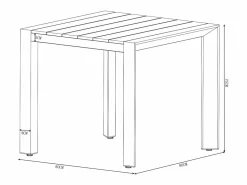 New MYLIA Comedor de jardín de aluminio: una mesa L.80 cm y 2 sillones apilables - Natural claro y blanco - LIOUS de Color natural claro / Blanco