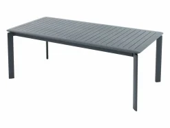 MYLIA Comedor de jardín de aluminio: una mesa extensible L.205/286,5 cm y 10 sillones apilables - Antracita - MACILA de