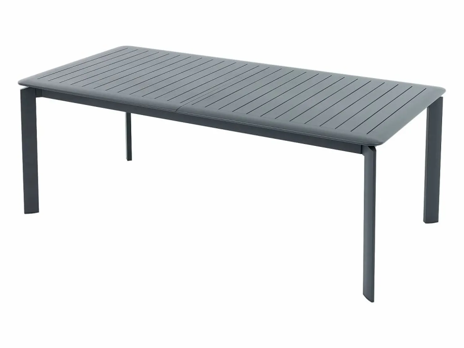 MYLIA Comedor de jardín de aluminio: una mesa extensible L.205/286,5 cm y 10 sillones apilables - Antracita - MACILA de