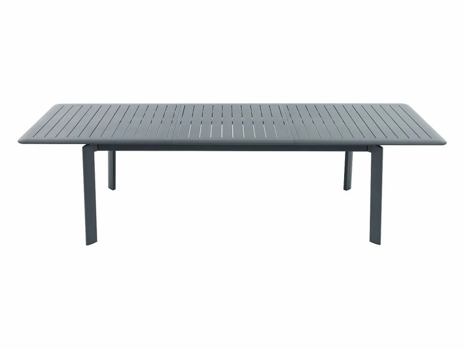 MYLIA Comedor de jardín de aluminio: una mesa extensible L.205/286,5 cm y 10 sillones apilables - Antracita - MACILA de