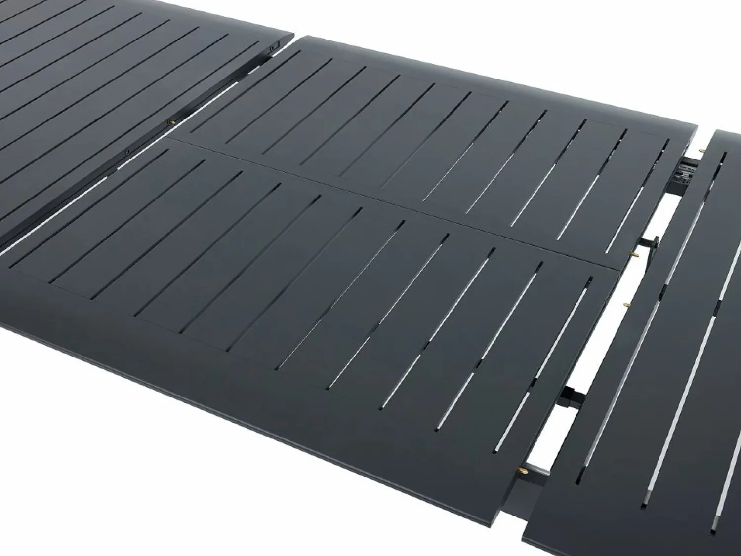 MYLIA Comedor de jardín de aluminio: una mesa extensible L.205/286,5 cm y 10 sillones apilables - Antracita - MACILA de