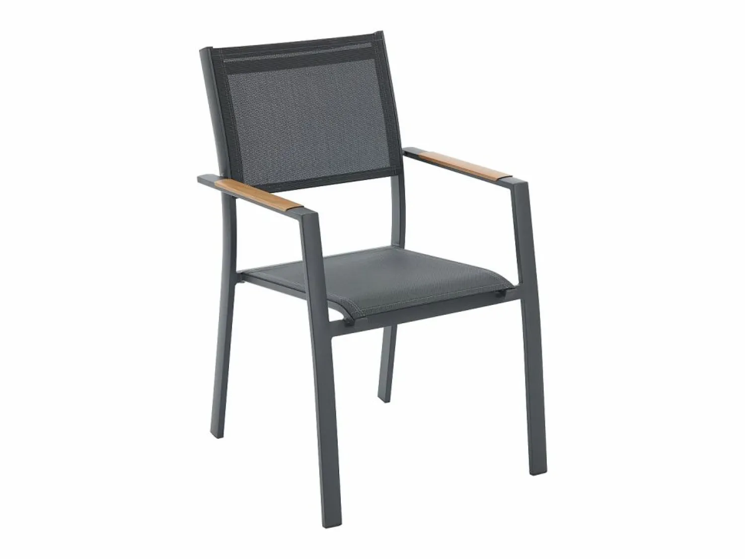MYLIA Comedor de jardín de aluminio: una mesa extensible L.205/286,5 cm y 10 sillones apilables - Antracita - MACILA de