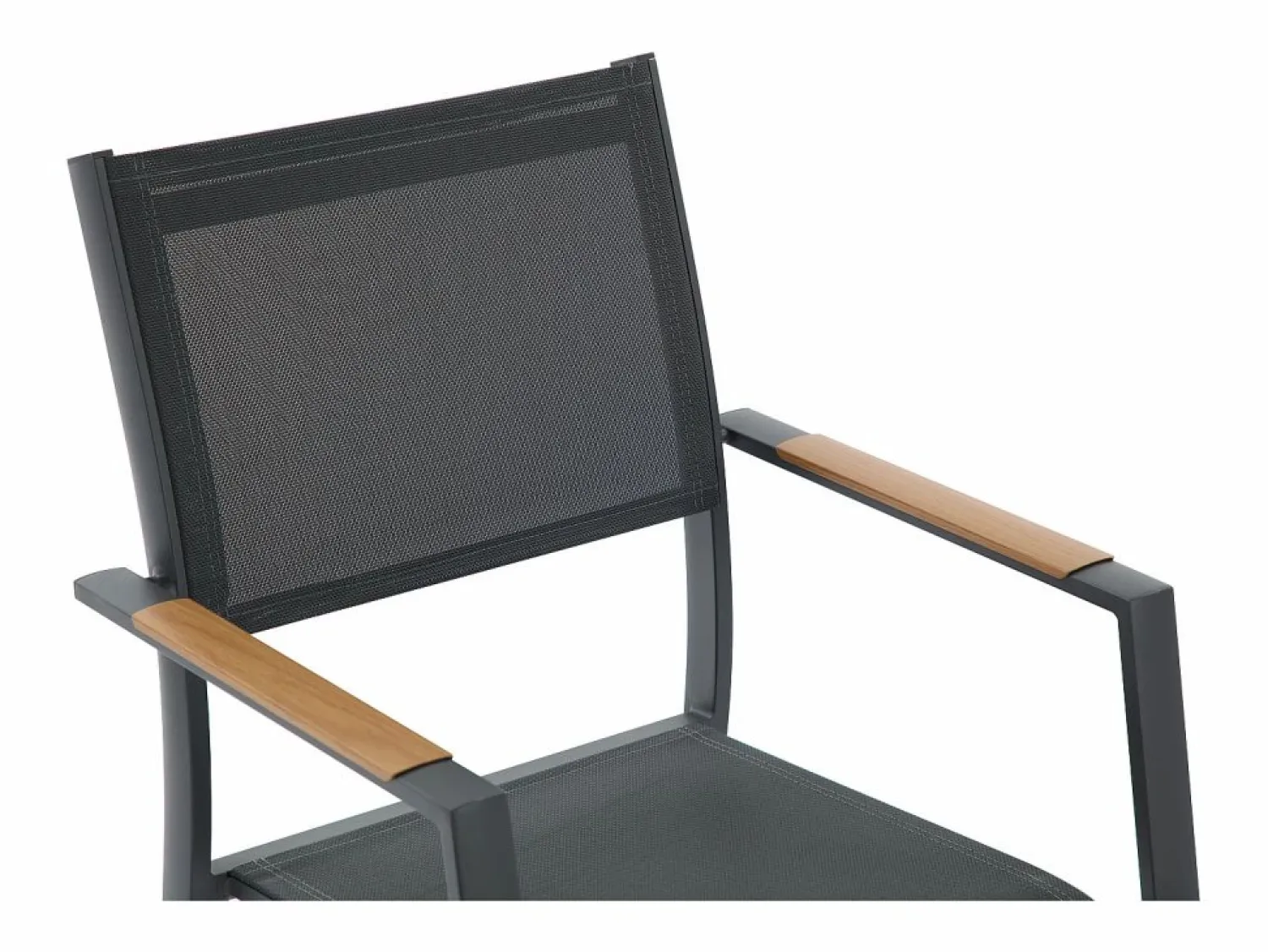 MYLIA Comedor de jardín de aluminio: una mesa extensible L.205/286,5 cm y 10 sillones apilables - Antracita - MACILA de