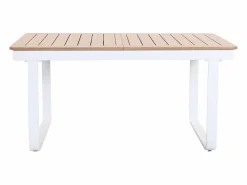 Clearance Comedor de jardín de aluminio: mesa extensible de aluminio L.155/246 cm y 6 sillones - Natural claro y blanco - SERUNO de Comedores De Jardín