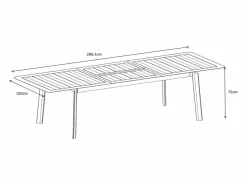 Clearance MYLIA Comedor de jardín de aluminio: mesa extensible L.205/286.5 cm y 10 sillones apilables - Taupe - MACILA de Topo