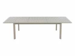 Clearance MYLIA Comedor de jardín de aluminio: mesa extensible L.205/286.5 cm y 10 sillones apilables - Taupe - MACILA de Topo