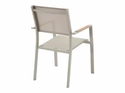 Clearance MYLIA Comedor de jardín de aluminio: mesa extensible L.205/286.5 cm y 10 sillones apilables - Taupe - MACILA de Topo