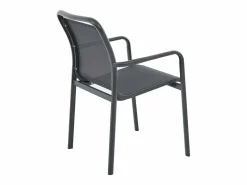 Clearance Comedor de jardín de aluminio: una mesa redonda extensible L.150/200 cm y 6 sillones apilables - Antracita - VELYRA de Comedores De Jardín