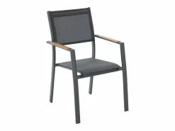 Comedor de jardín de aluminio: una mesa extensible L.205/286,5 cm y 6 sillones apilables - Antracita - MACILA de Comedores De Jardín