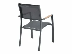 Comedor de jardín de aluminio: una mesa extensible L.205/286,5 cm y 6 sillones apilables - Antracita - MACILA de Comedores De Jardín