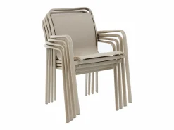 Online Comedor de jardín de aluminio: una mesa redonda extensible L.150/200 cm y 6 sillones apilables - - VELYRA de Comedores De Jardín