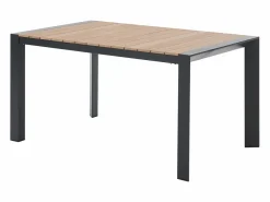 New MYLIA Comedor de jardín de aluminio: una mesa L.150 cm y 4 sillones apilables - Natural claro y antracita - NYROS de Gris antracita / Color natural claro