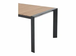 New MYLIA Comedor de jardín de aluminio: una mesa L.150 cm y 4 sillones apilables - Natural claro y antracita - NYROS de Gris antracita / Color natural claro