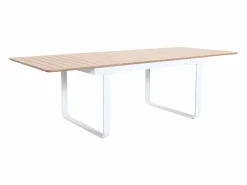 Sale MYLIA Comedor de jardín de aluminio: mesa extensible de aluminio L.155/246 cm y 8 sillones - Natural claro y blanco - SERUNO de Color natural claro / Blanco