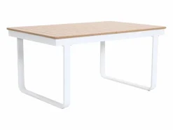 Sale MYLIA Comedor de jardín de aluminio: mesa extensible de aluminio L.155/246 cm y 8 sillones - Natural claro y blanco - SERUNO de Color natural claro / Blanco