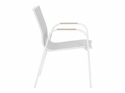 Sale MYLIA Comedor de jardín de aluminio: mesa extensible de aluminio L.155/246 cm y 8 sillones - Natural claro y blanco - SERUNO de Color natural claro / Blanco