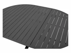 MYLIA Comedor de jardín de aluminio: una mesa redonda extensible L.150/200 cm y 4 sillones apilables - Antracita - VELYRA de