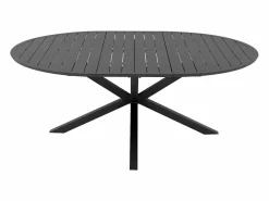 Clearance Comedor de jardín de aluminio: mesa redonda extensible L.150/200 cm y 6 sillones apilables - Antracita - YOHA de Comedores De Jardín