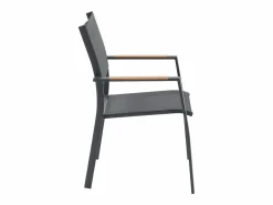 Clearance Comedor de jardín de aluminio: mesa redonda extensible L.150/200 cm y 6 sillones apilables - Antracita - YOHA de Comedores De Jardín