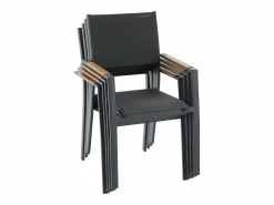 Clearance Comedor de jardín de aluminio: mesa redonda extensible L.150/200 cm y 6 sillones apilables - Antracita - YOHA de Comedores De Jardín
