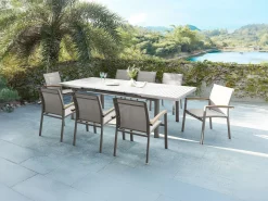 Best Comedor de jardín de aluminio con mesa extensible 180/240 y 8 sillas - NAURU de Comedores De Jardín
