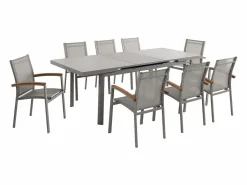 Best Comedor de jardín de aluminio con mesa extensible 180/240 y 8 sillas - NAURU de Comedores De Jardín