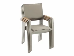 Online MYLIA Comedor de jardín de aluminio: una mesa extensible L.205/286.5 cm y 6 sillones apilables - - MACILA de Topo