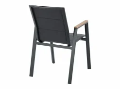 Clearance MYLIA Comedor de jardín de aluminio: una mesa L.150 cm y 6 sillones apilables - Natural claro y antracita - LIOUS de Gris antracita / Color natural claro