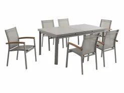Online MYLIA Comedor de jardín de aluminio con mesa extensible 180/240 y 6 sillas - NAURU de Topo