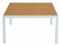 New Comedor de jardín de aluminio polywood de 140 cm + 4 sillas naturales claras MACILA Comedores De Jardín