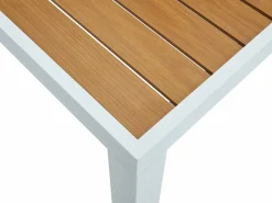 New Comedor de jardín de aluminio polywood de 140 cm + 4 sillas naturales claras MACILA Comedores De Jardín