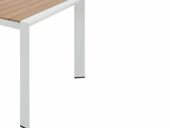 New Comedor de jardín de aluminio: una mesa L.150 cm y 6 sillones apilables - Natural claro y blanco - NYROS de Comedores De Jardín