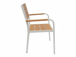 New Comedor de jardín de aluminio: una mesa L.150 cm y 6 sillones apilables - Natural claro y blanco - NYROS de Comedores De Jardín