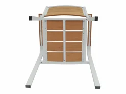 New Comedor de jardín de aluminio: una mesa L.150 cm y 6 sillones apilables - Natural claro y blanco - NYROS de Comedores De Jardín