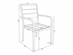 New Comedor de jardín de aluminio: una mesa L.150 cm y 6 sillones apilables - Natural claro y blanco - NYROS de Comedores De Jardín