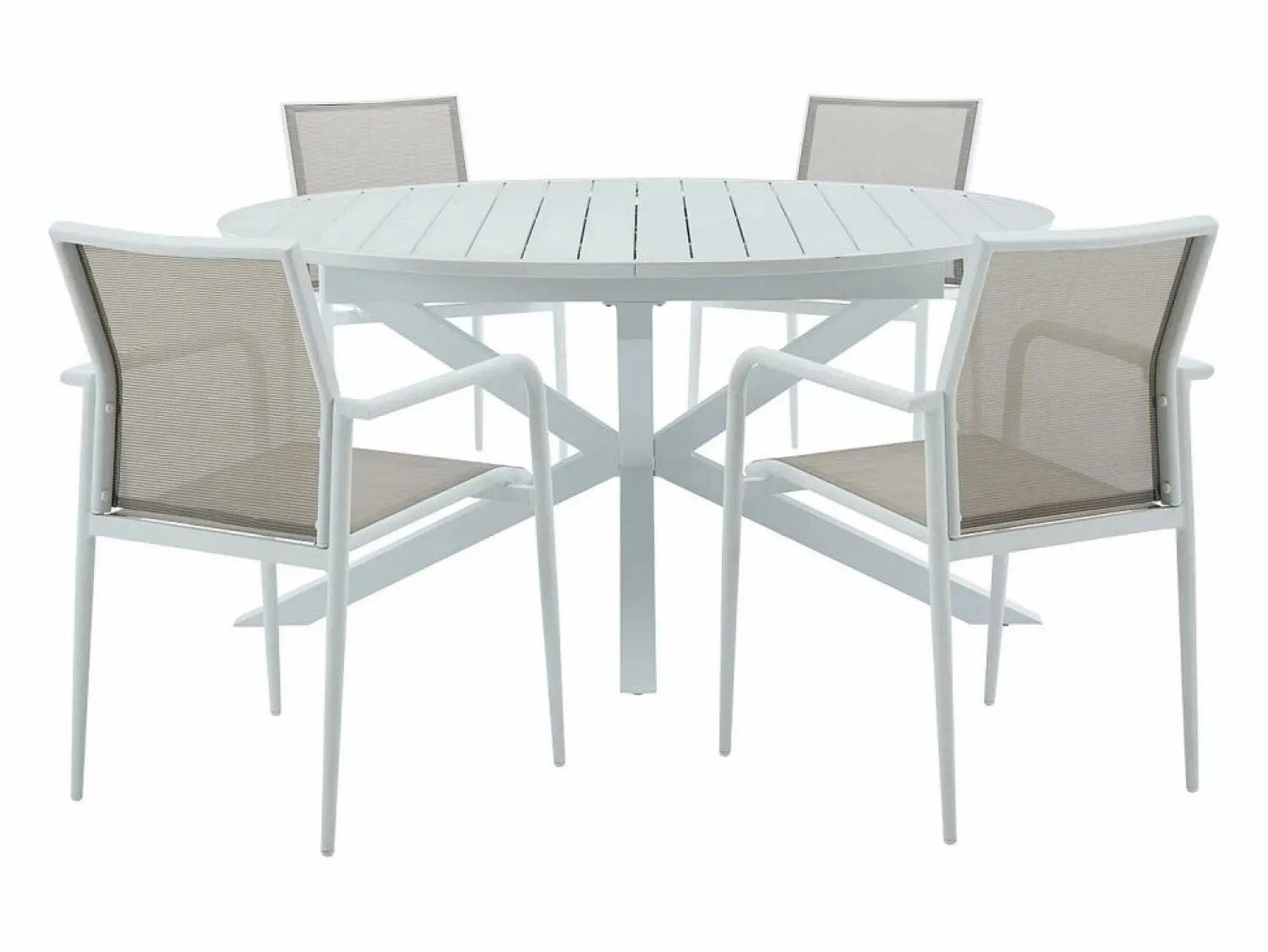 New MYLIA Comedor de jardín de aluminio: una mesa extensible + 4 sillas - YOHA de Blanco