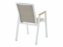 MYLIA Comedor de jardín de aluminio: una mesa L.150 cm y 6 sillones apilables - Natural claro y blanco - LIOUS de
