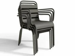 MYLIA Comedor de jardín de metal una mesa L.160 con 2 sillones y 4 sillas