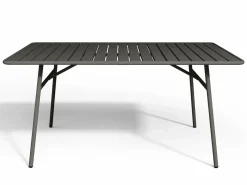 MYLIA Comedor de jardín de metal una mesa L.160 con 2 sillones y 4 sillas