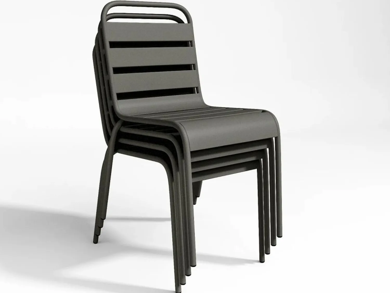 Comedor de jardín de metal: Mesa An. 160 cm y 4 sillas apilables Comedores De Jardín