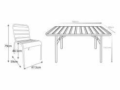 Comedor de jardín de metal: Mesa An. 160 cm y 4 sillas apilables Comedores De Jardín