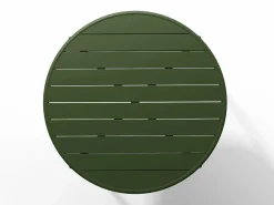 MYLIA Comedor de jardín de metal - Mesa D.110 cm y 4 sillas apilables Verde